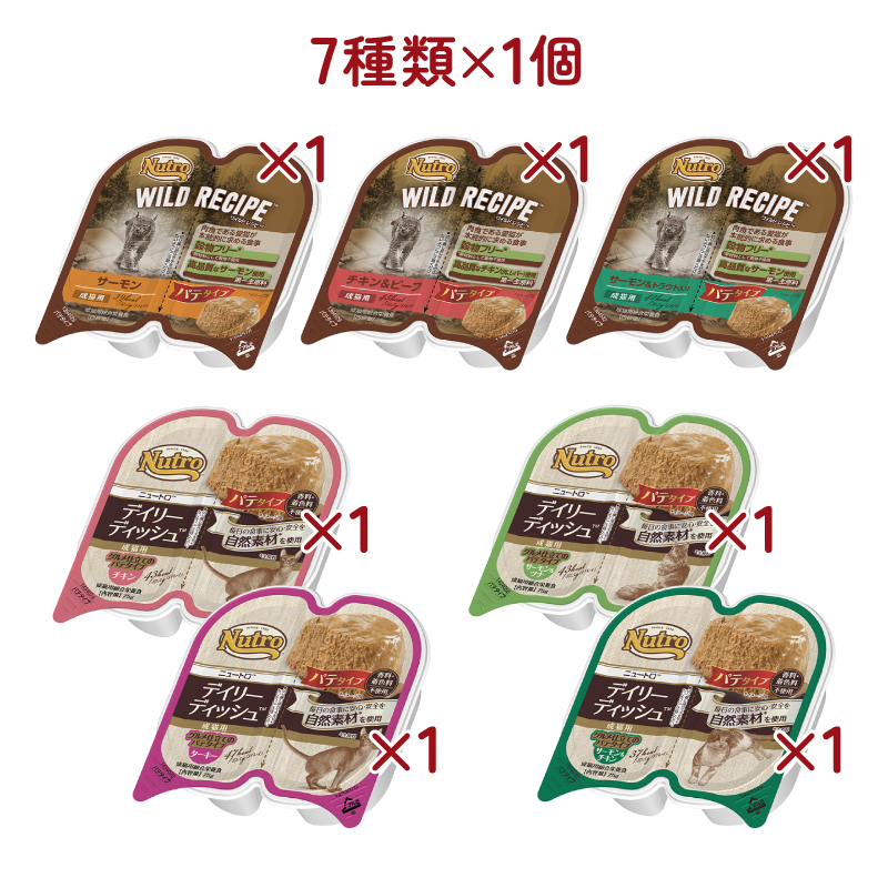 成猫用ウエットフード バラエティパック：トレイ 7種類1個ずつ