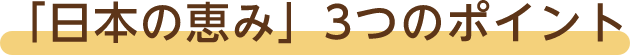 「日本の恵み」3つのポイント
